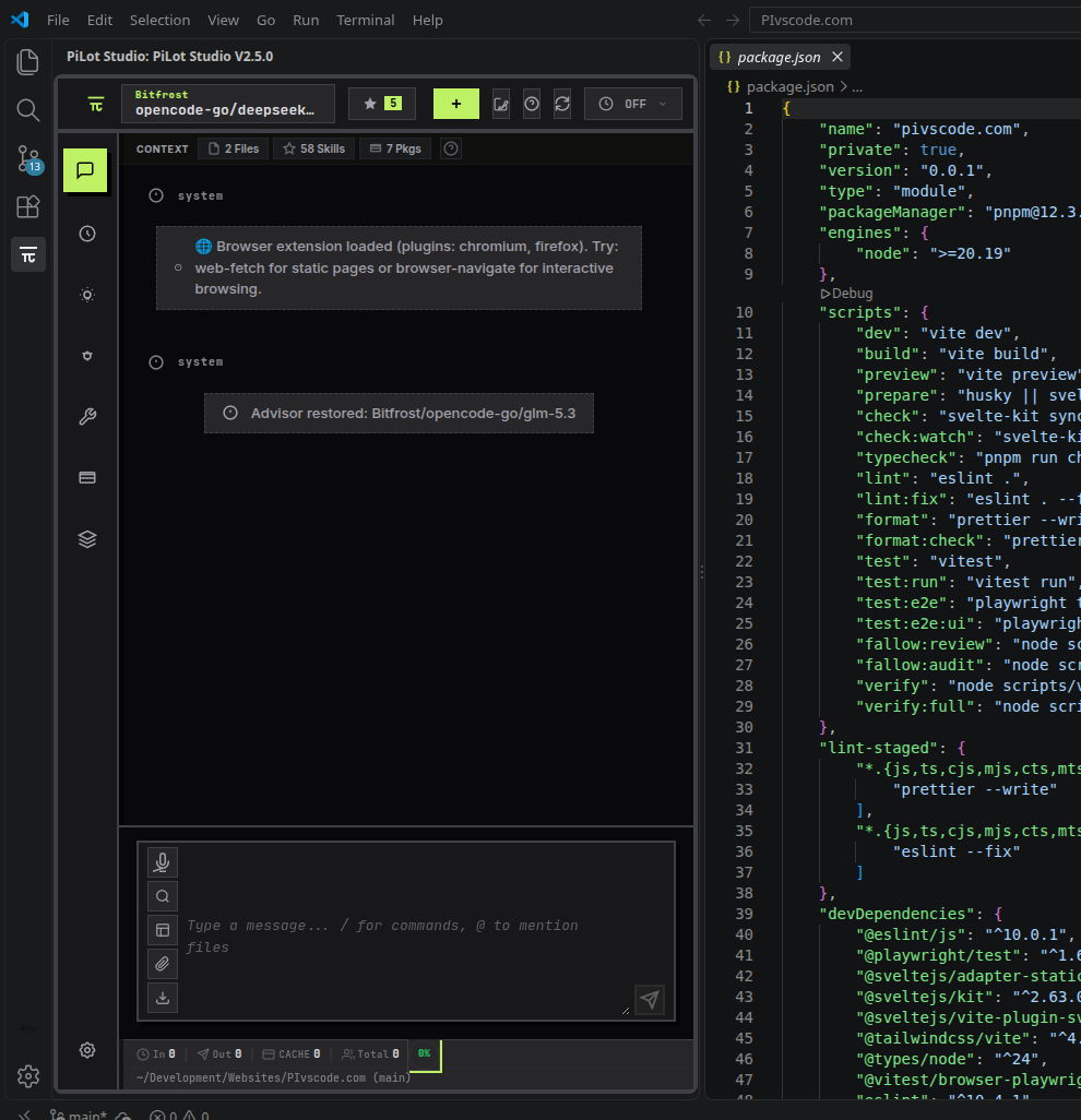 PiLot Studio: the Pi coding agent GUI as a VS Code side panel